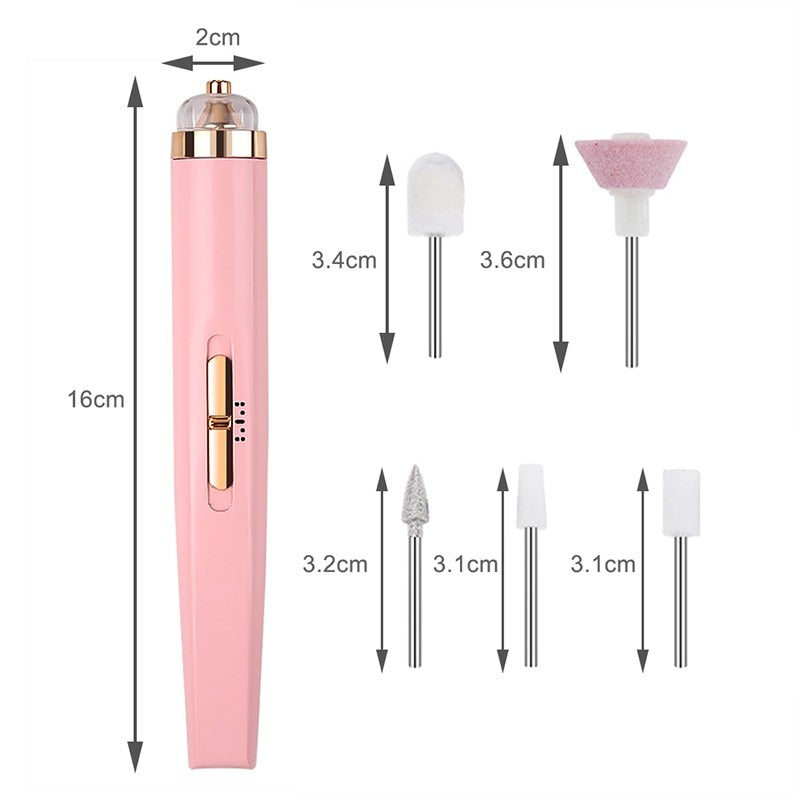 5-in-1 Electric Nail Set: Manicure Drill, File, Grinder, Polisher & Remover