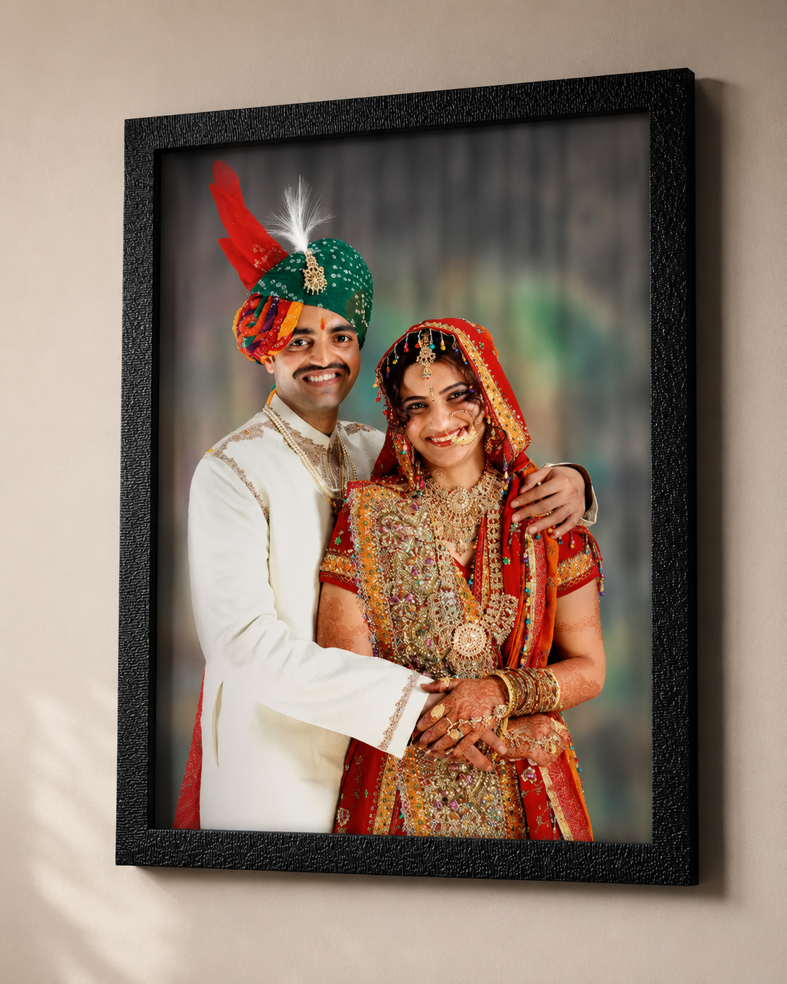 Traditional Wedding Couple Photo Frame 12x9 Inch | Premium Black Wall Photo Frame