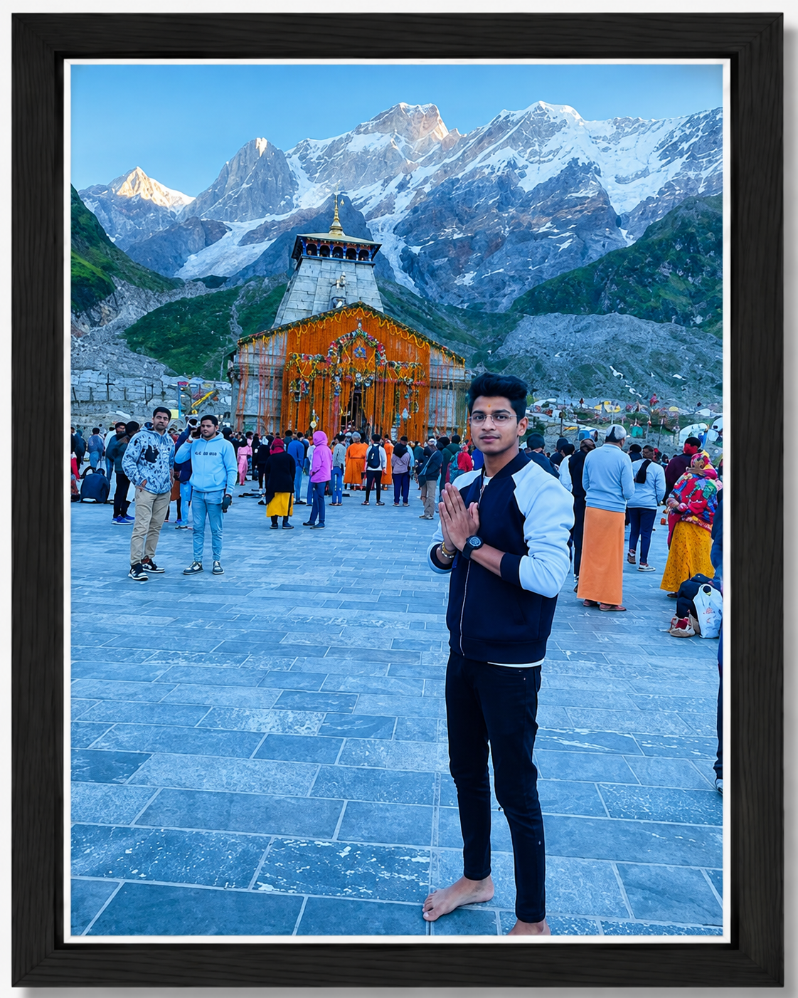 Kedarnath Temple Personalized Photo Frame | HD Wall Decor | Premium Black Frame