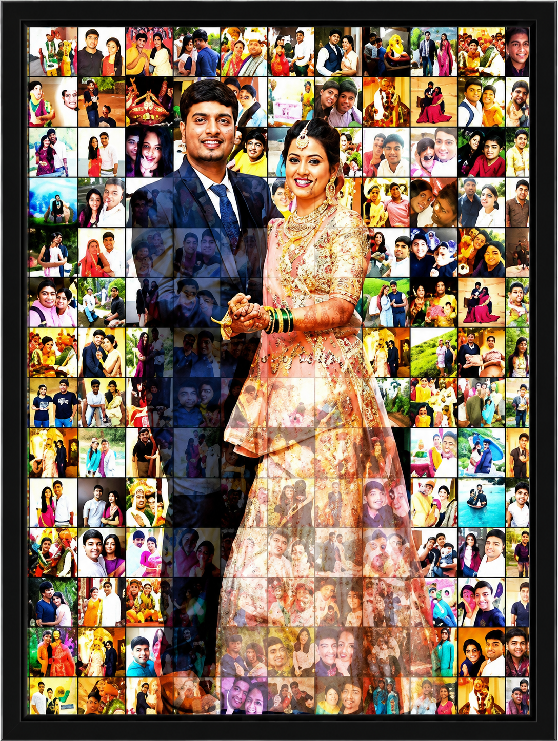Personalized Wedding Photo Collage Frame 24×16 Inch | Big Couple Memory Wall Frame