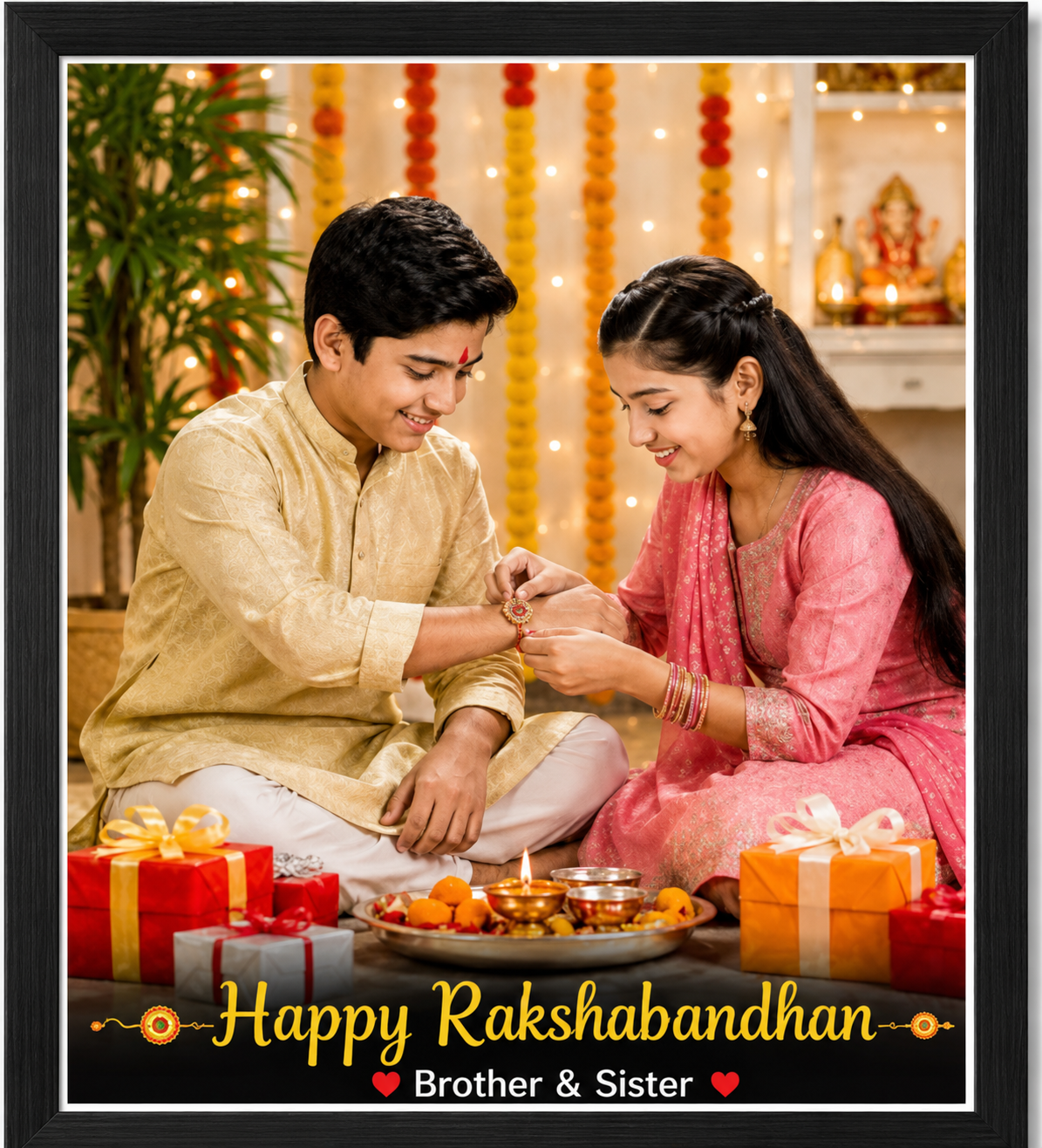 Happy Rakshabandhan Brother & Sister 12×10 Inch Wall Photo Frame